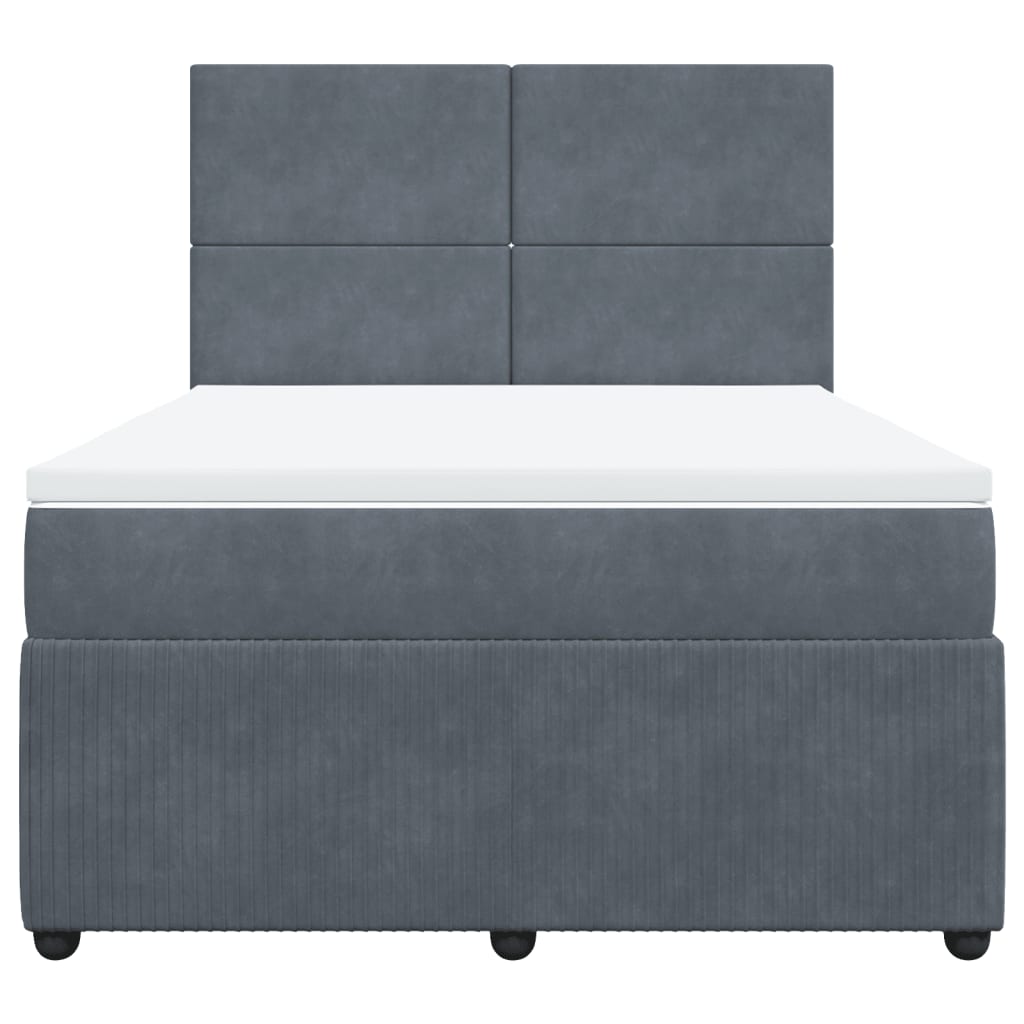 Boxspring met matras fluweel donkergrijs 140x190 cm is nu te koop bij PeponiXL, paradijselijk wonen!