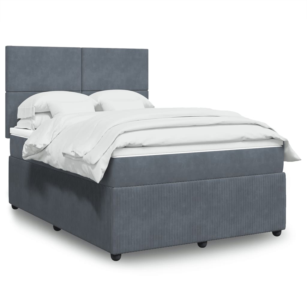 Boxspring met matras fluweel donkergrijs 140x190 cm is nu te koop bij PeponiXL, paradijselijk wonen!