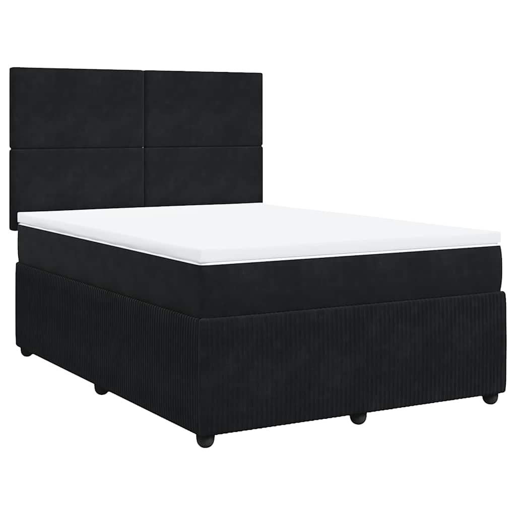 Boxspring met matras fluweel zwart 140x190 cm is nu te koop bij PeponiXL, paradijselijk wonen!
