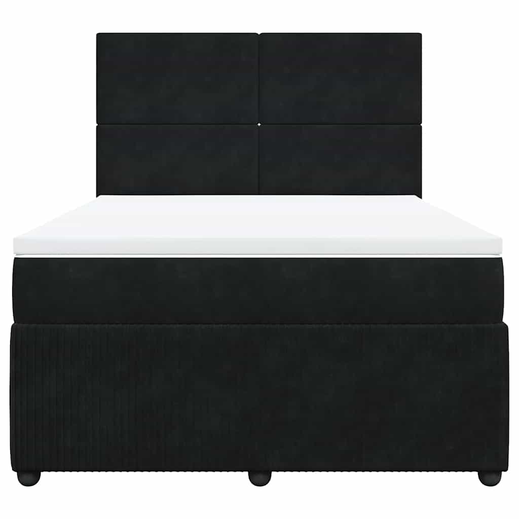 Boxspring met matras fluweel zwart 140x190 cm is nu te koop bij PeponiXL, paradijselijk wonen!