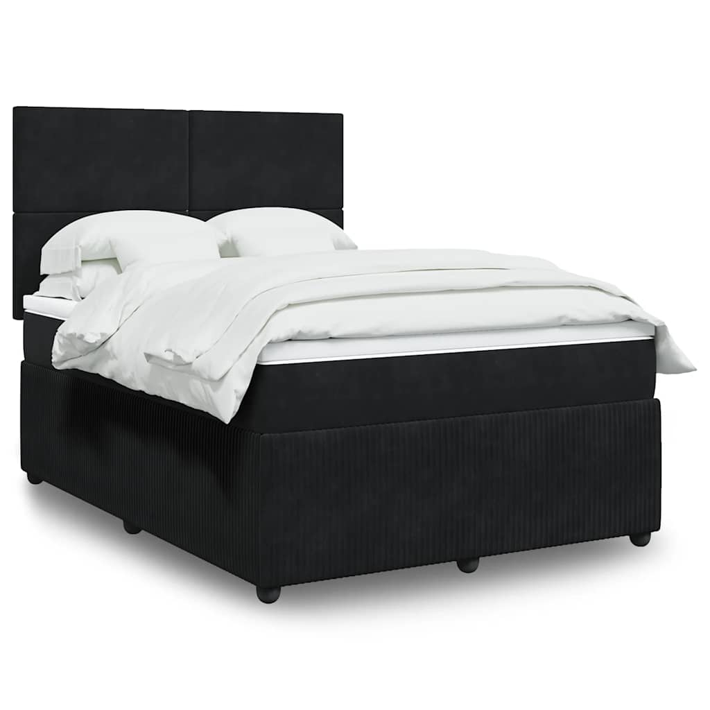 Boxspring met matras fluweel zwart 140x190 cm is nu te koop bij PeponiXL, paradijselijk wonen!