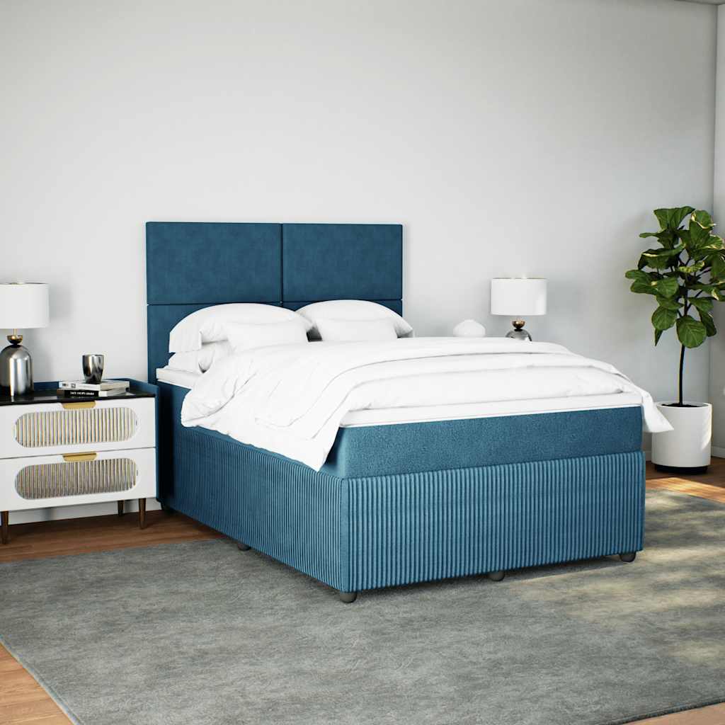 Boxspring met matras fluweel donkerblauw 140x190 cm is nu te koop bij PeponiXL, paradijselijk wonen!
