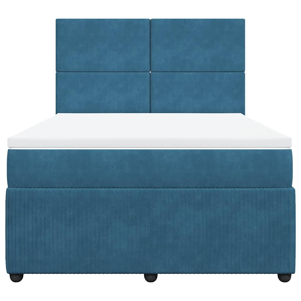 Boxspring met matras fluweel donkerblauw 140x190 cm is nu te koop bij PeponiXL, paradijselijk wonen!
