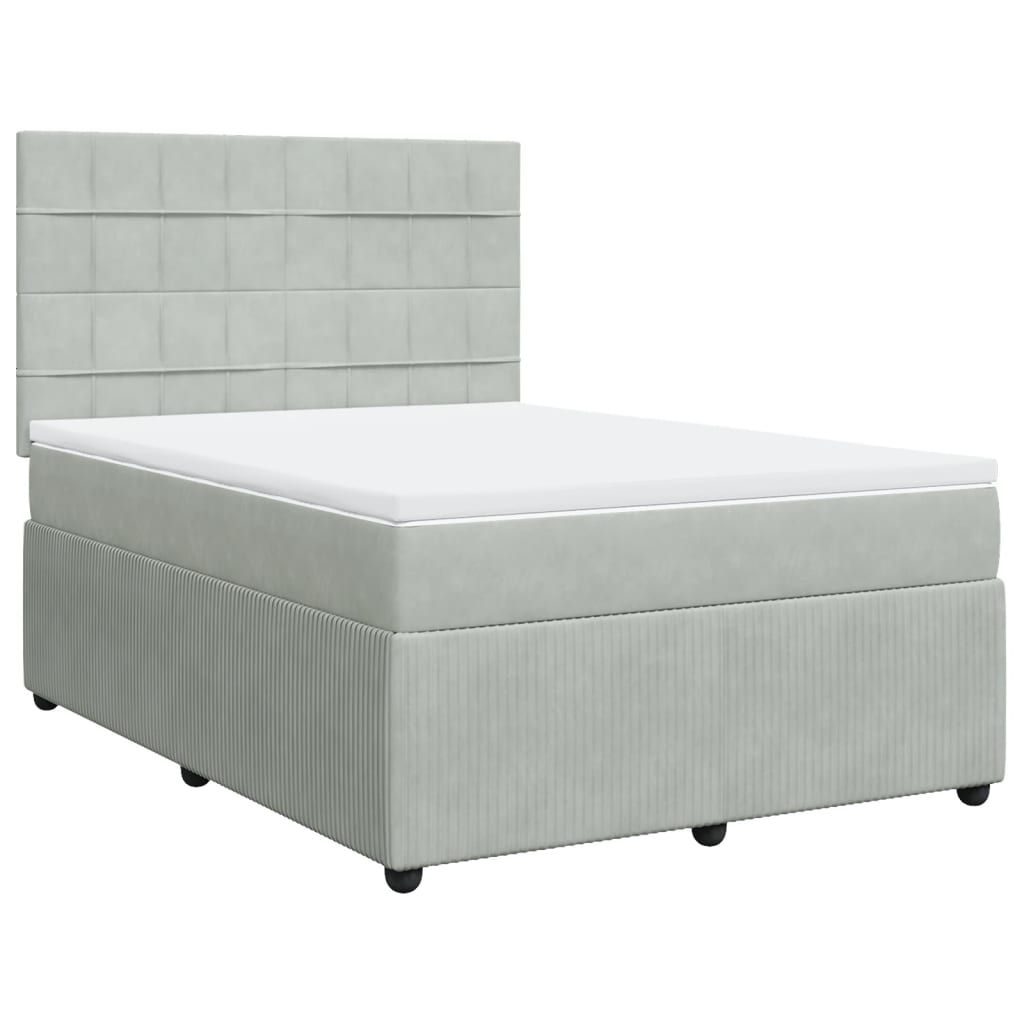Boxspring met matras fluweel lichtgrijs 140x190 cm is nu te koop bij PeponiXL, paradijselijk wonen!