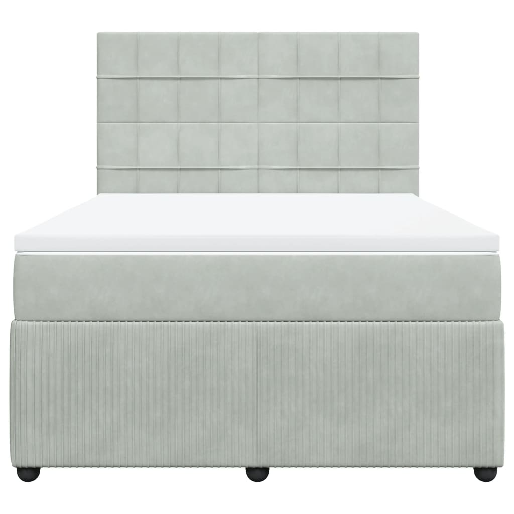 Boxspring met matras fluweel lichtgrijs 140x190 cm is nu te koop bij PeponiXL, paradijselijk wonen!