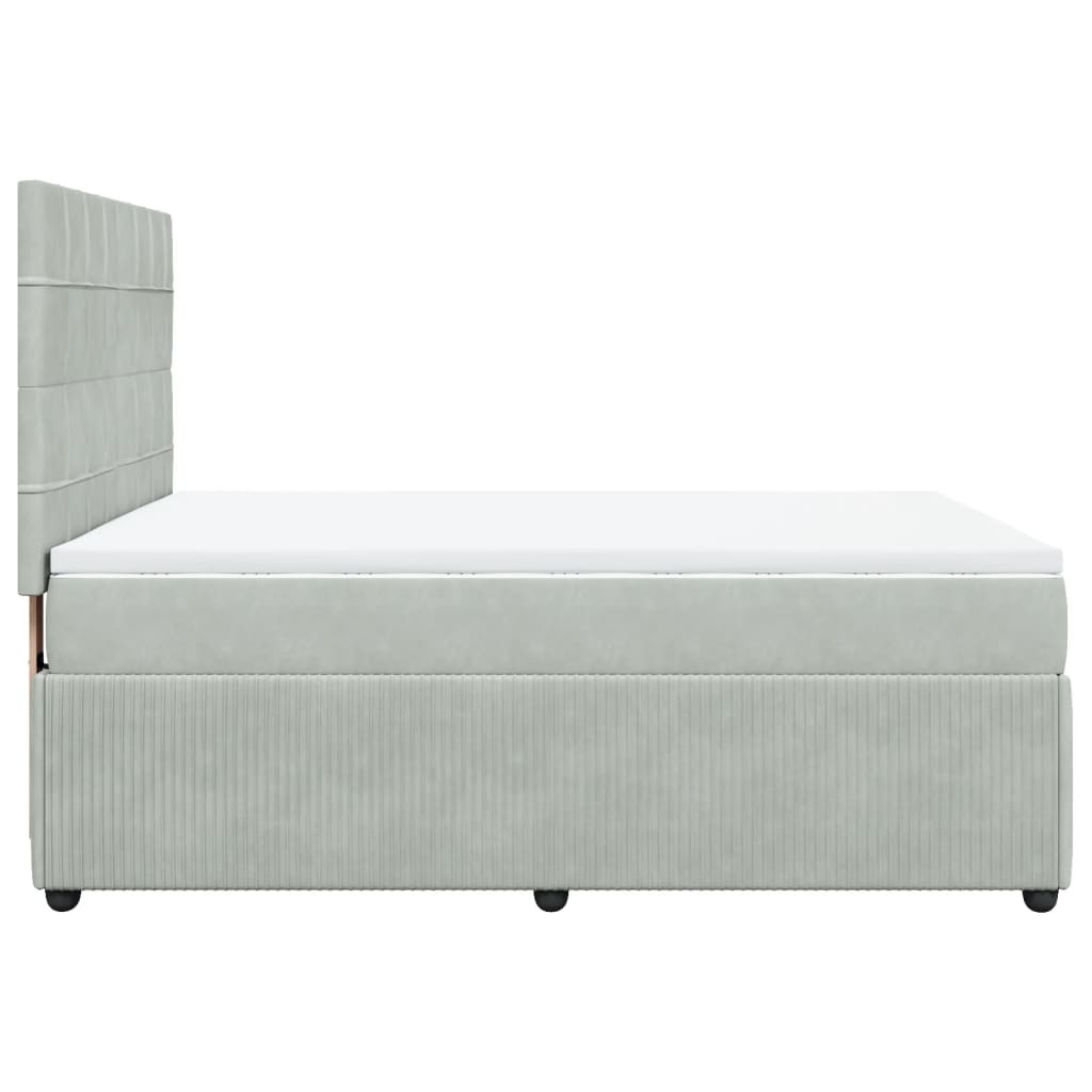 Boxspring met matras fluweel lichtgrijs 140x190 cm is nu te koop bij PeponiXL, paradijselijk wonen!