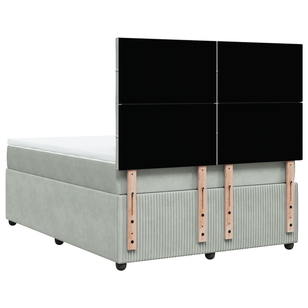 Boxspring met matras fluweel lichtgrijs 140x190 cm is nu te koop bij PeponiXL, paradijselijk wonen!