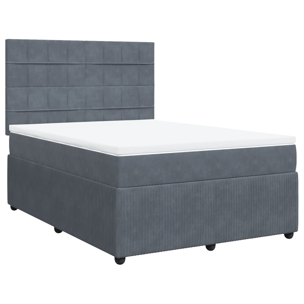 Boxspring met matras fluweel donkergrijs 140x190 cm is nu te koop bij PeponiXL, paradijselijk wonen!