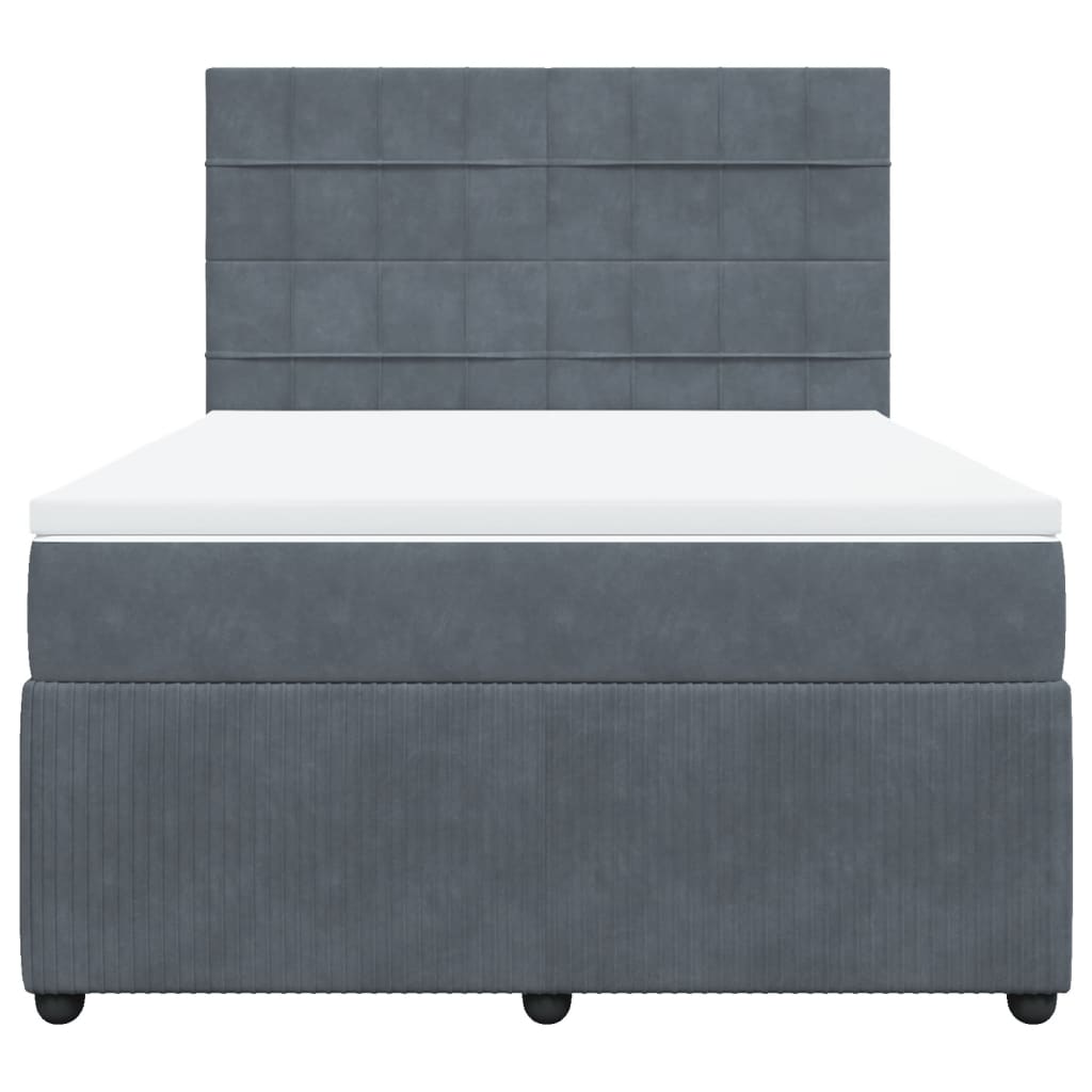 Boxspring met matras fluweel donkergrijs 140x190 cm is nu te koop bij PeponiXL, paradijselijk wonen!