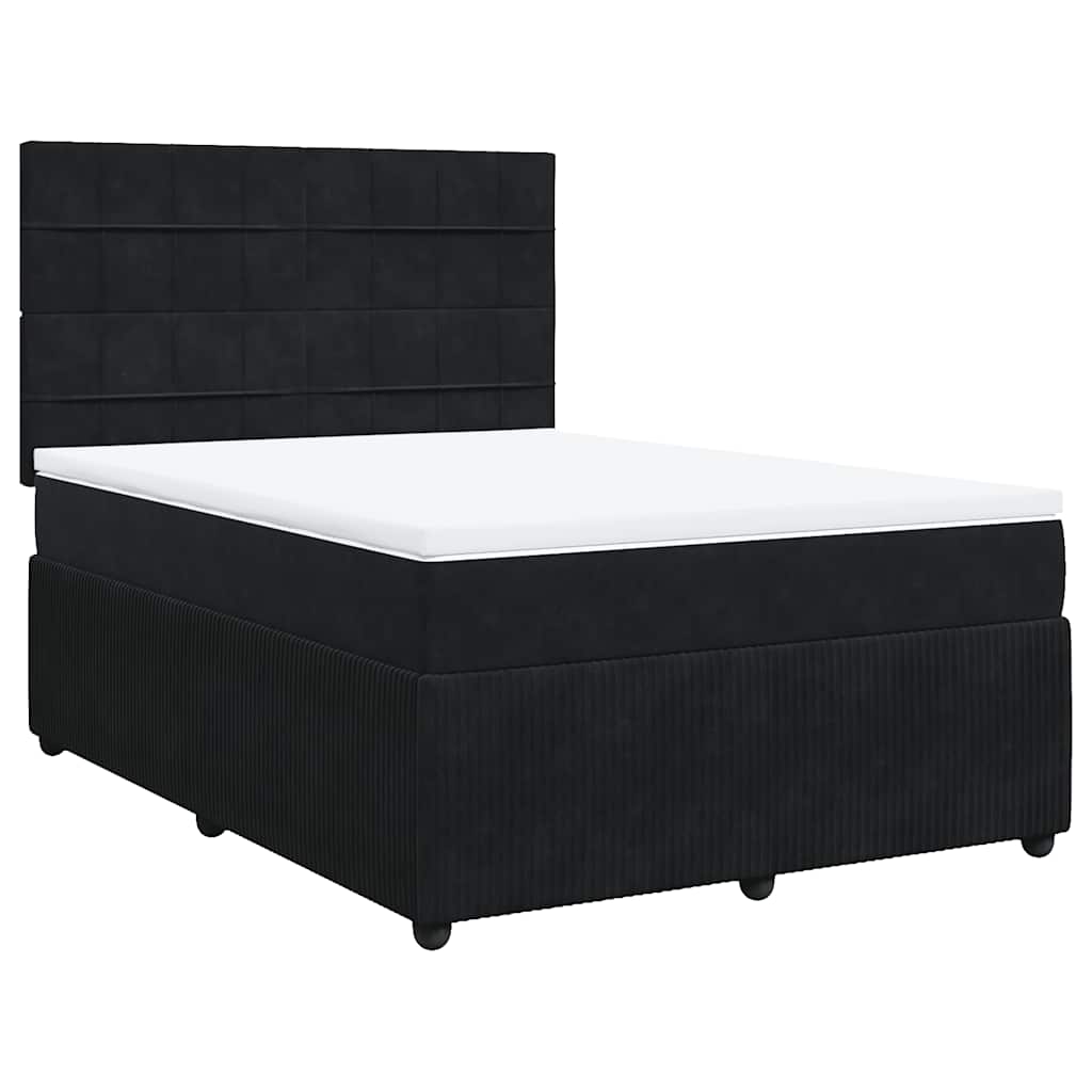 Boxspring met matras fluweel zwart 140x190 cm is nu te koop bij PeponiXL, paradijselijk wonen!