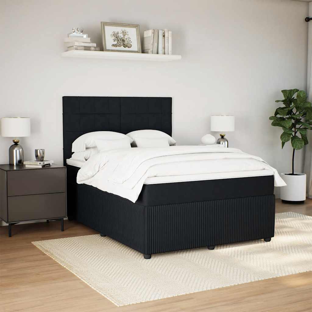 Boxspring met matras fluweel zwart 140x190 cm is nu te koop bij PeponiXL, paradijselijk wonen!