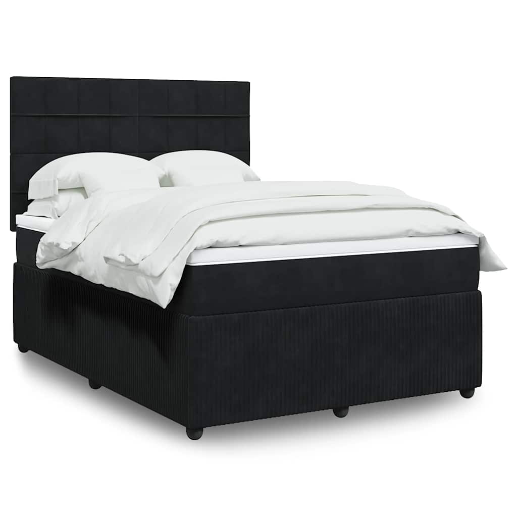 Boxspring met matras fluweel zwart 140x190 cm is nu te koop bij PeponiXL, paradijselijk wonen!
