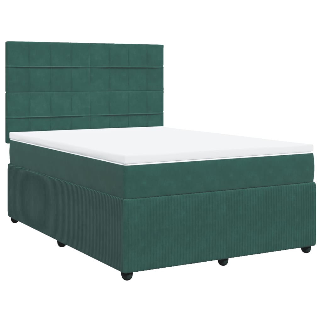 Boxspring met matras fluweel donkergroen 140x190 cm is nu te koop bij PeponiXL, paradijselijk wonen!