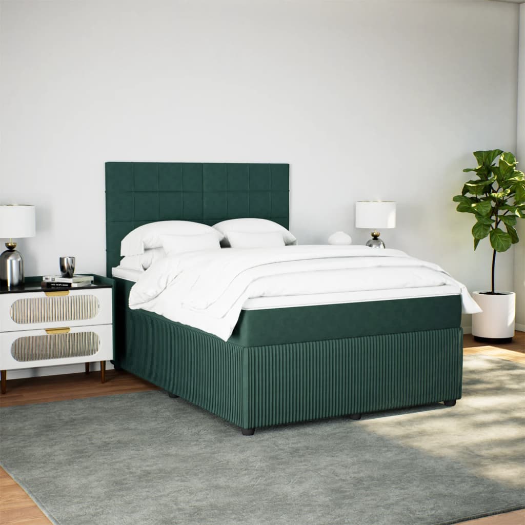 Boxspring met matras fluweel donkergroen 140x190 cm is nu te koop bij PeponiXL, paradijselijk wonen!