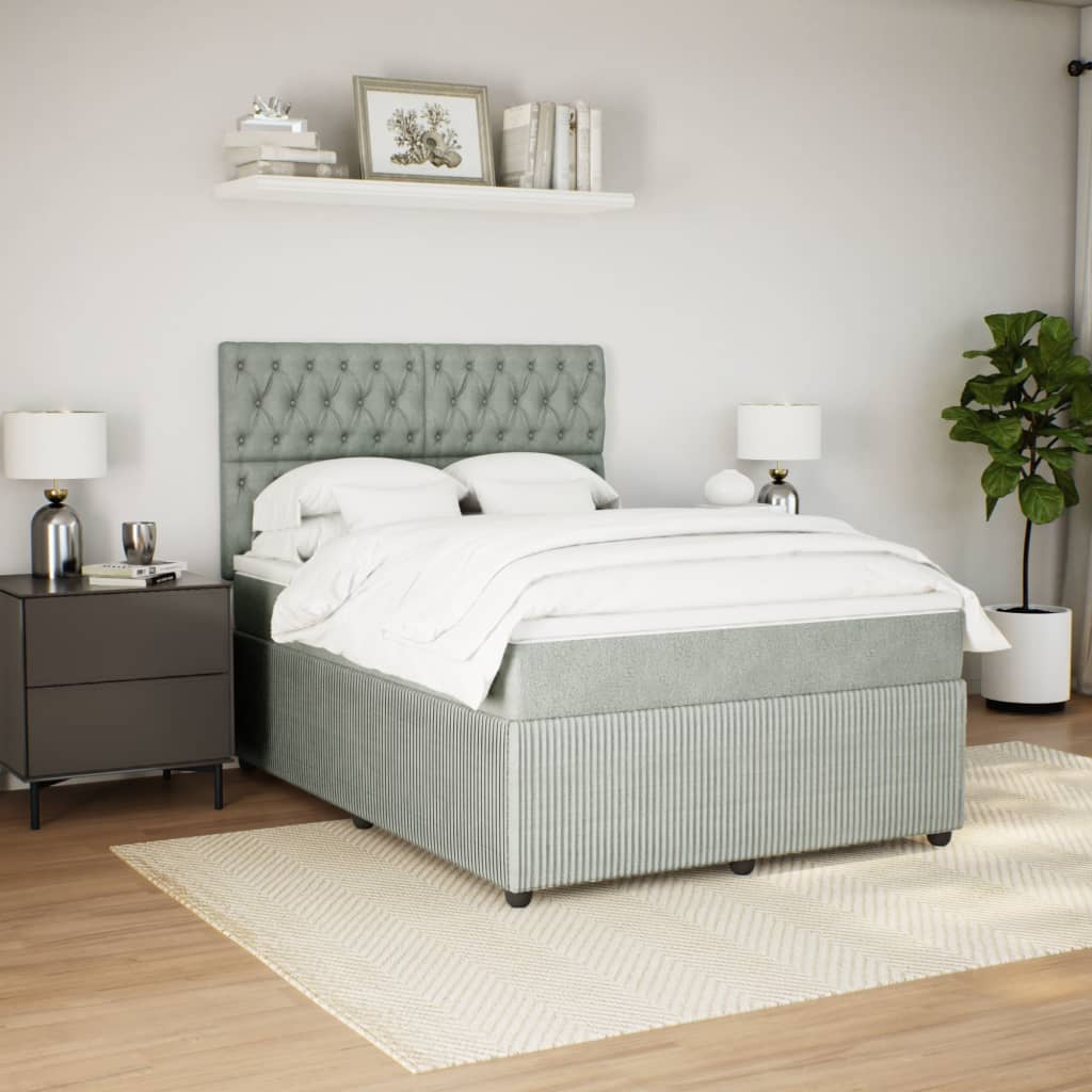 Boxspring met matras fluweel lichtgrijs 140x190 cm is nu te koop bij PeponiXL, paradijselijk wonen!