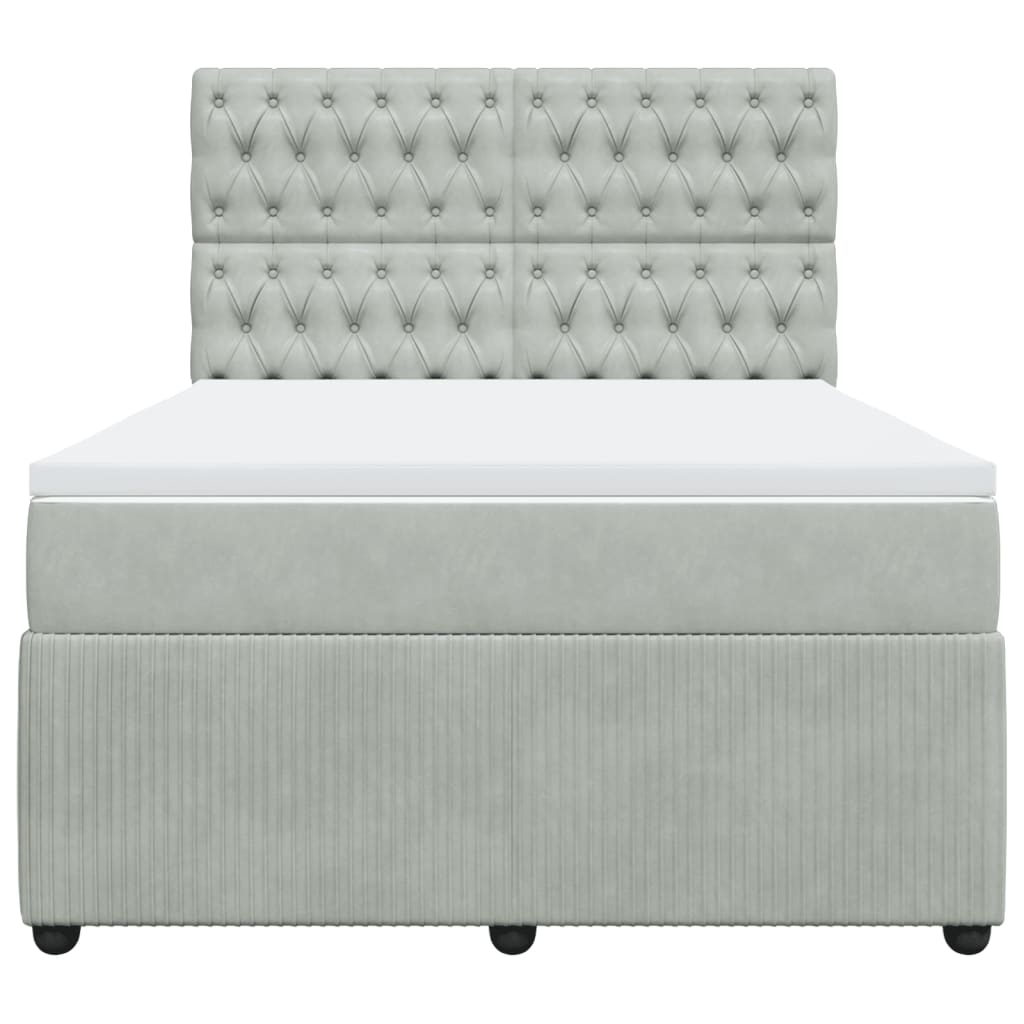 Boxspring met matras fluweel lichtgrijs 140x190 cm is nu te koop bij PeponiXL, paradijselijk wonen!