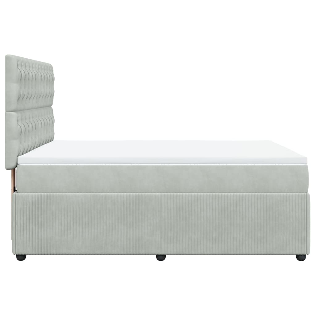 Boxspring met matras fluweel lichtgrijs 140x190 cm is nu te koop bij PeponiXL, paradijselijk wonen!
