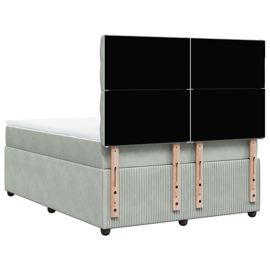 Boxspring met matras fluweel lichtgrijs 140x190 cm is nu te koop bij PeponiXL, paradijselijk wonen!
