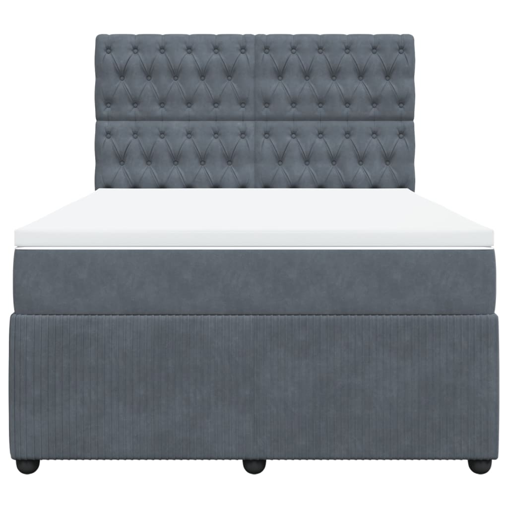 Boxspring met matras fluweel donkergrijs 140x190 cm is nu te koop bij PeponiXL, paradijselijk wonen!