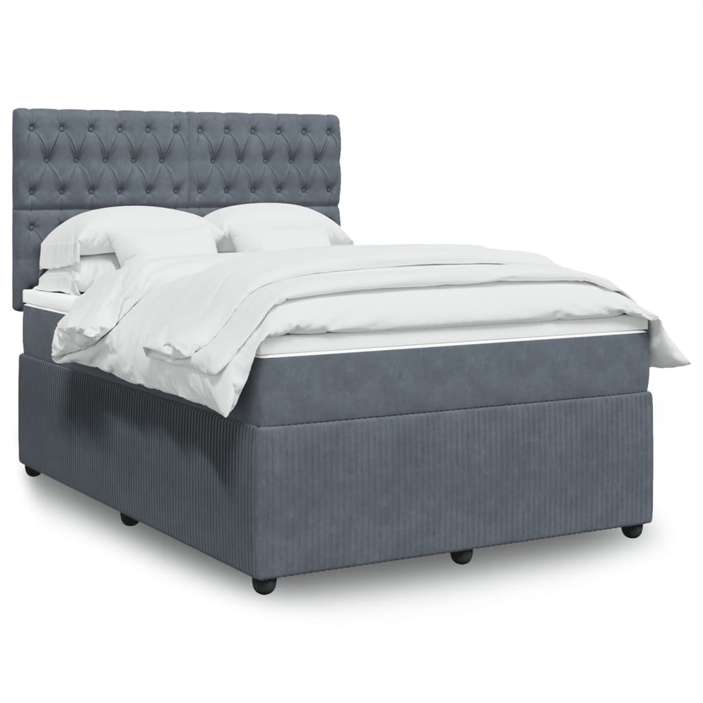 Boxspring met matras fluweel donkergrijs 140x190 cm is nu te koop bij PeponiXL, paradijselijk wonen!