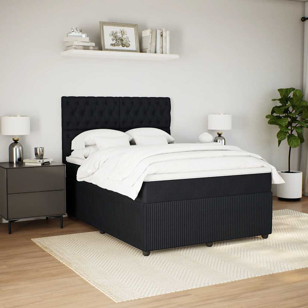 Boxspring met matras fluweel zwart 140x190 cm is nu te koop bij PeponiXL, paradijselijk wonen!