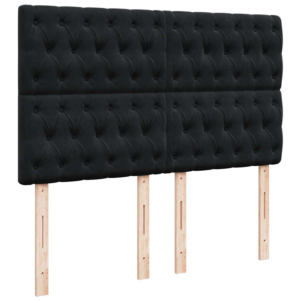 Boxspring met matras fluweel zwart 140x190 cm is nu te koop bij PeponiXL, paradijselijk wonen!