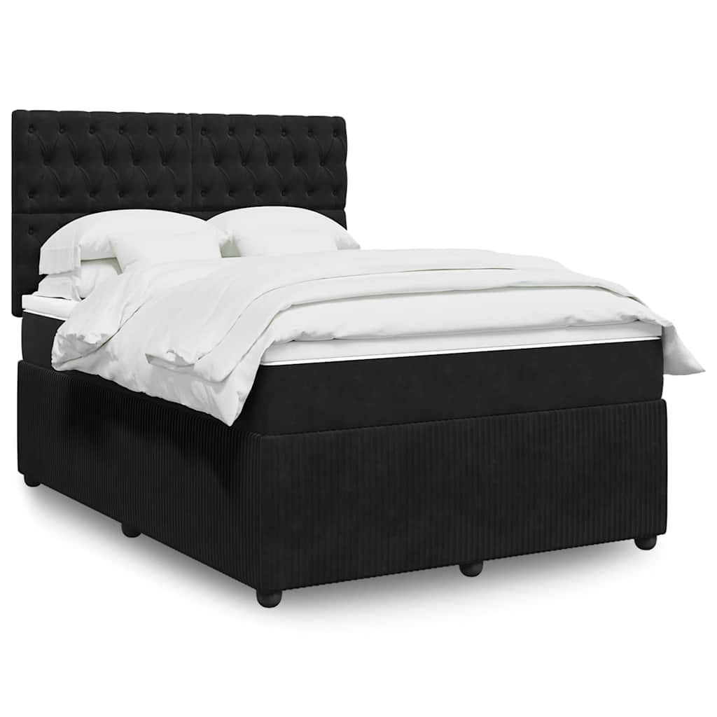 Boxspring met matras fluweel zwart 140x190 cm is nu te koop bij PeponiXL, paradijselijk wonen!