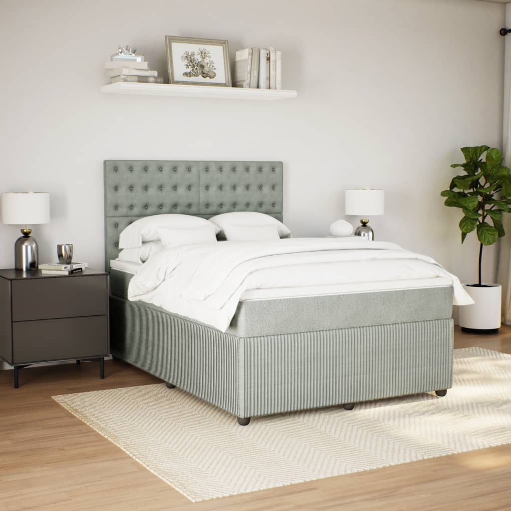 Boxspring met matras fluweel lichtgrijs 140x190 cm is nu te koop bij PeponiXL, paradijselijk wonen!