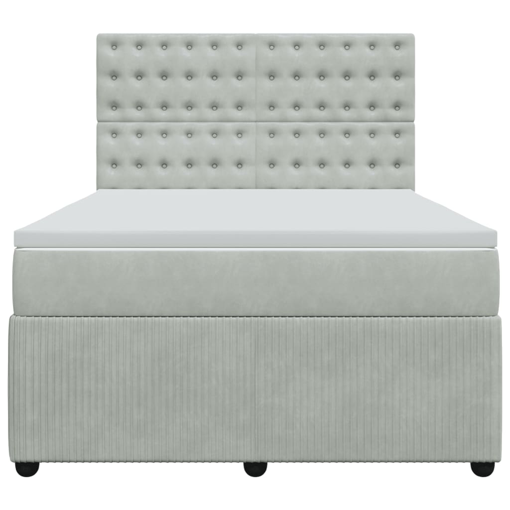 Boxspring met matras fluweel lichtgrijs 140x190 cm is nu te koop bij PeponiXL, paradijselijk wonen!