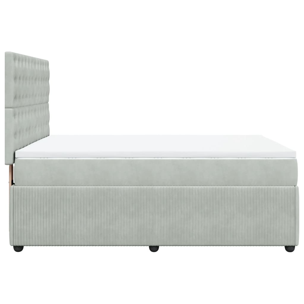 Boxspring met matras fluweel lichtgrijs 140x190 cm is nu te koop bij PeponiXL, paradijselijk wonen!