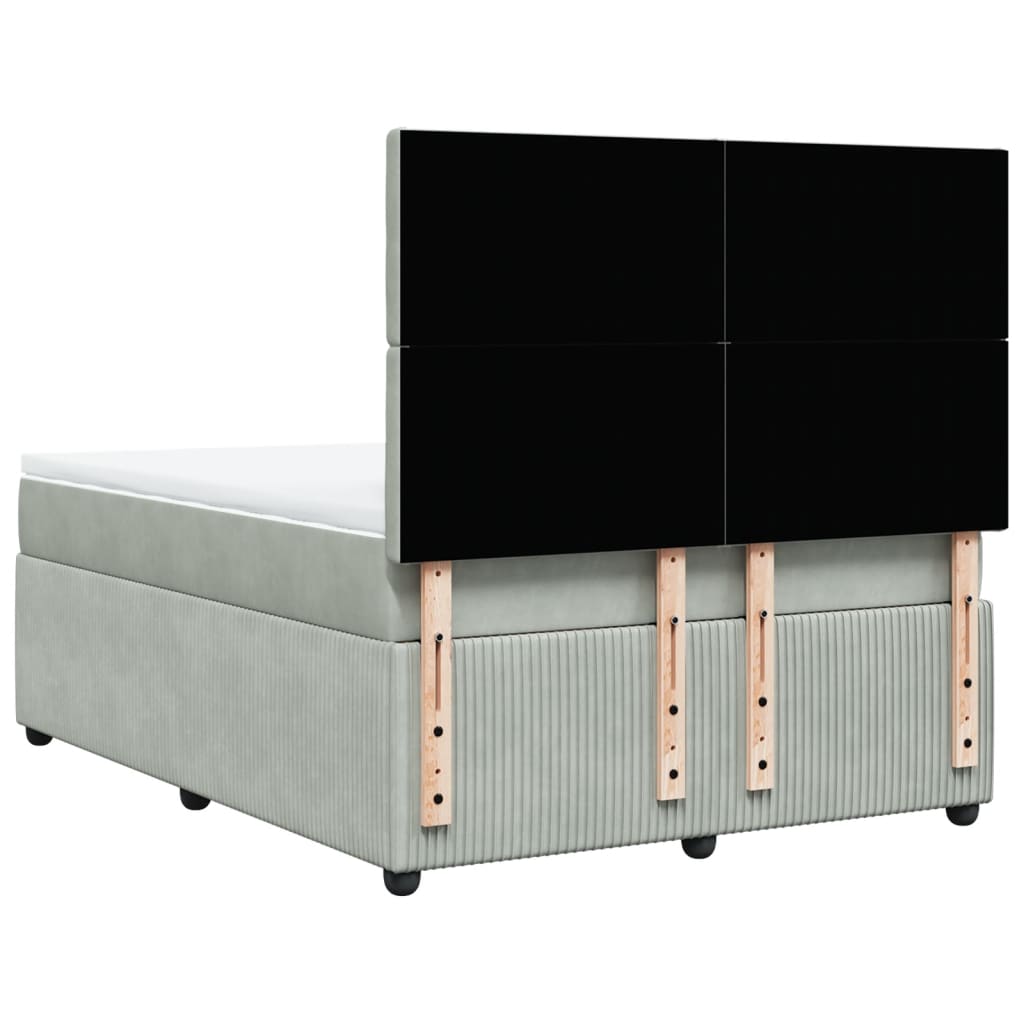 Boxspring met matras fluweel lichtgrijs 140x190 cm is nu te koop bij PeponiXL, paradijselijk wonen!