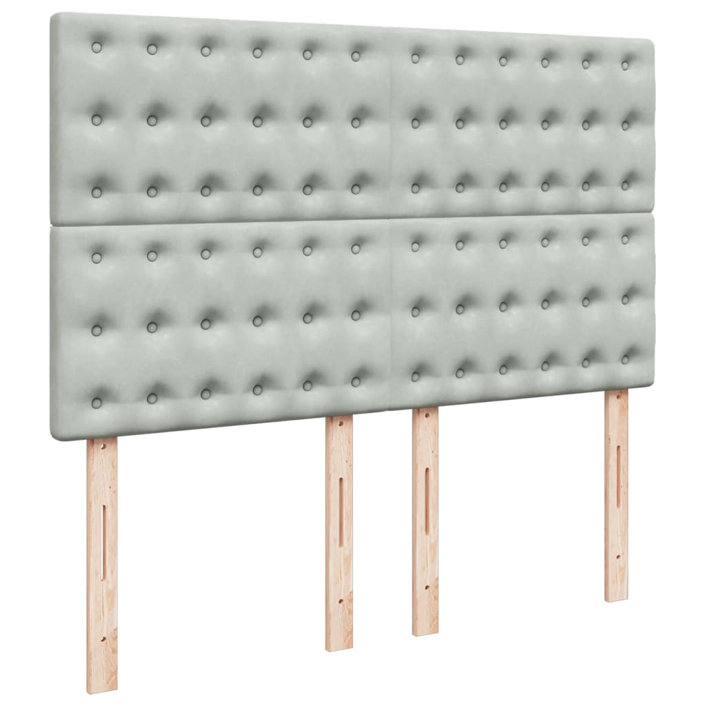 Boxspring met matras fluweel lichtgrijs 140x190 cm is nu te koop bij PeponiXL, paradijselijk wonen!
