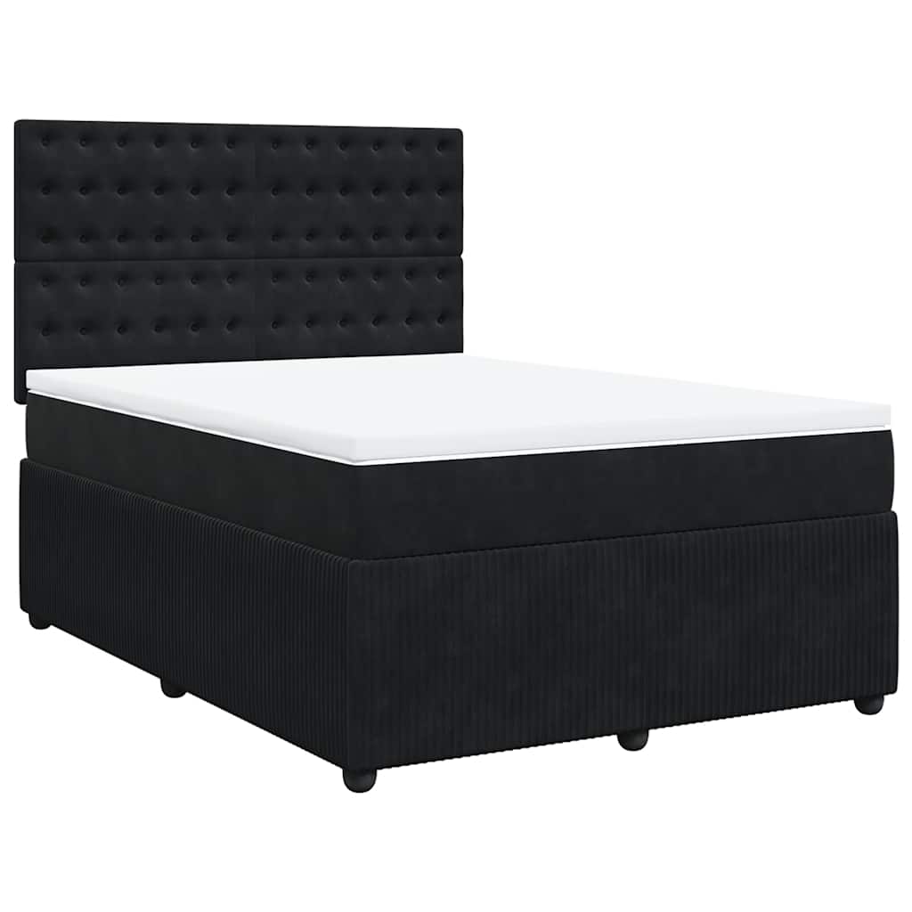 Boxspring met matras fluweel zwart 140x190 cm is nu te koop bij PeponiXL, paradijselijk wonen!