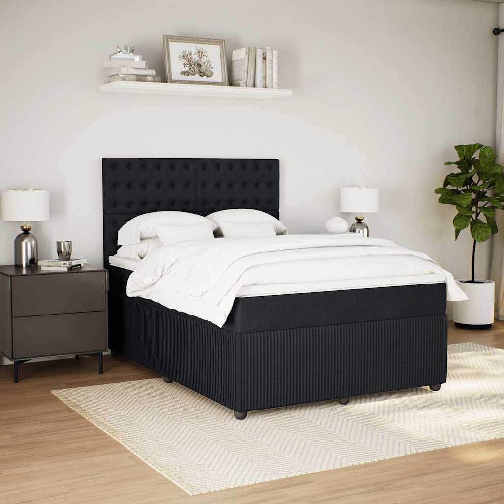 Boxspring met matras fluweel zwart 140x190 cm is nu te koop bij PeponiXL, paradijselijk wonen!
