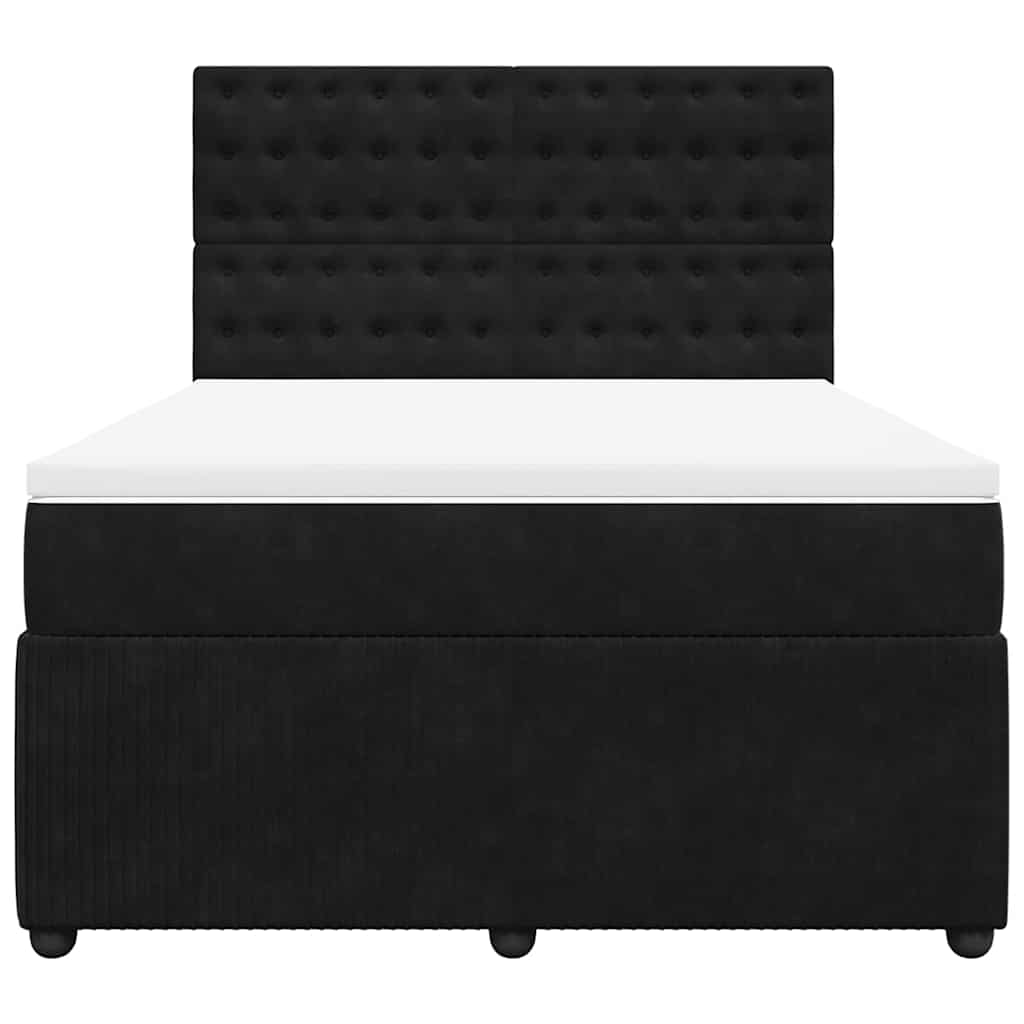 Boxspring met matras fluweel zwart 140x190 cm is nu te koop bij PeponiXL, paradijselijk wonen!