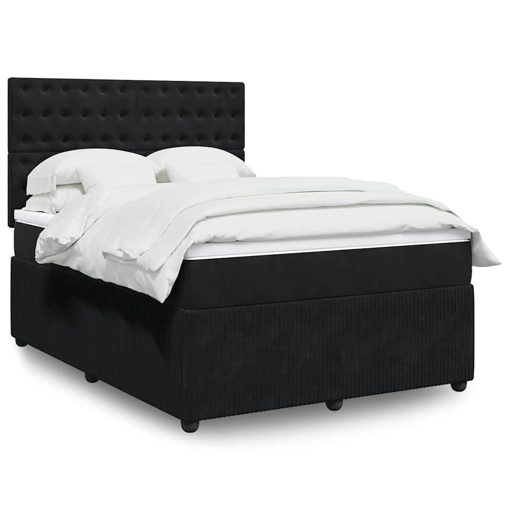 Boxspring met matras fluweel zwart 140x190 cm is nu te koop bij PeponiXL, paradijselijk wonen!