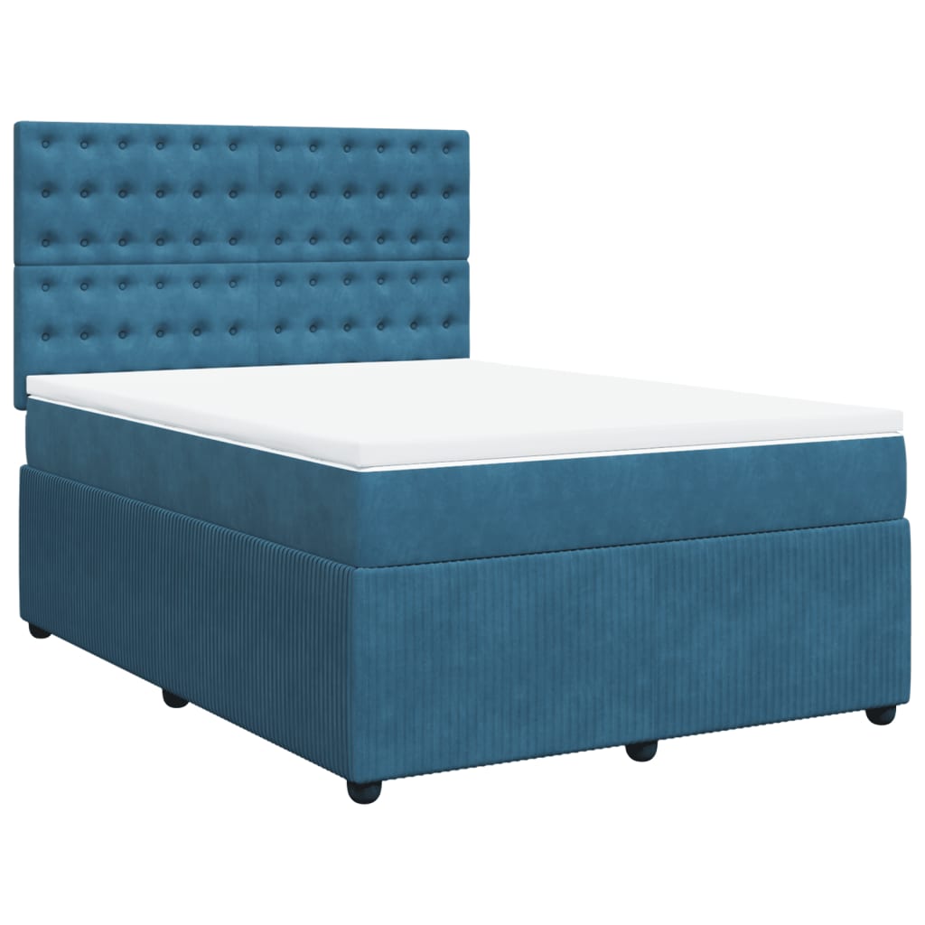 Boxspring met matras fluweel donkerblauw 140x190 cm is nu te koop bij PeponiXL, paradijselijk wonen!