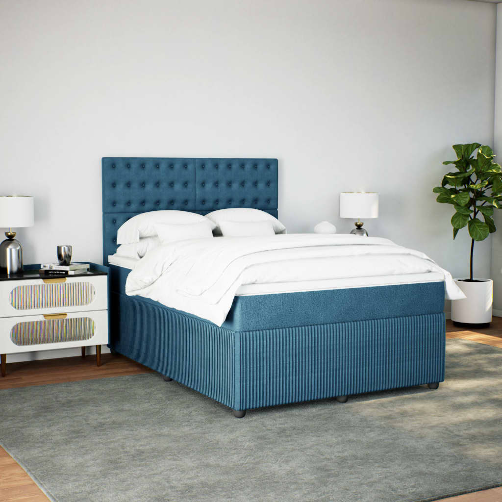 Boxspring met matras fluweel donkerblauw 140x190 cm is nu te koop bij PeponiXL, paradijselijk wonen!