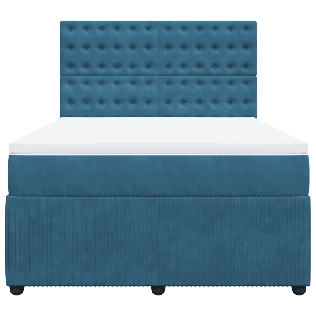 Boxspring met matras fluweel donkerblauw 140x190 cm is nu te koop bij PeponiXL, paradijselijk wonen!