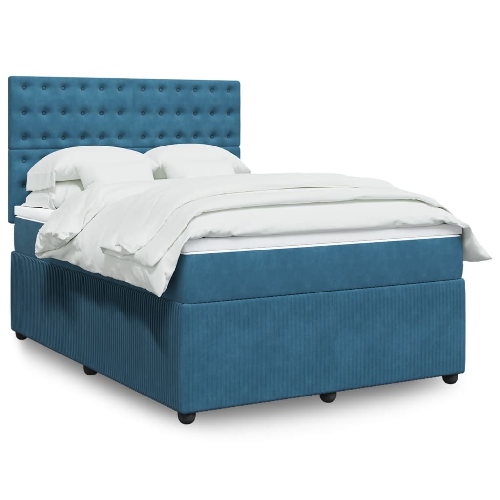 Boxspring met matras fluweel donkerblauw 140x190 cm is nu te koop bij PeponiXL, paradijselijk wonen!