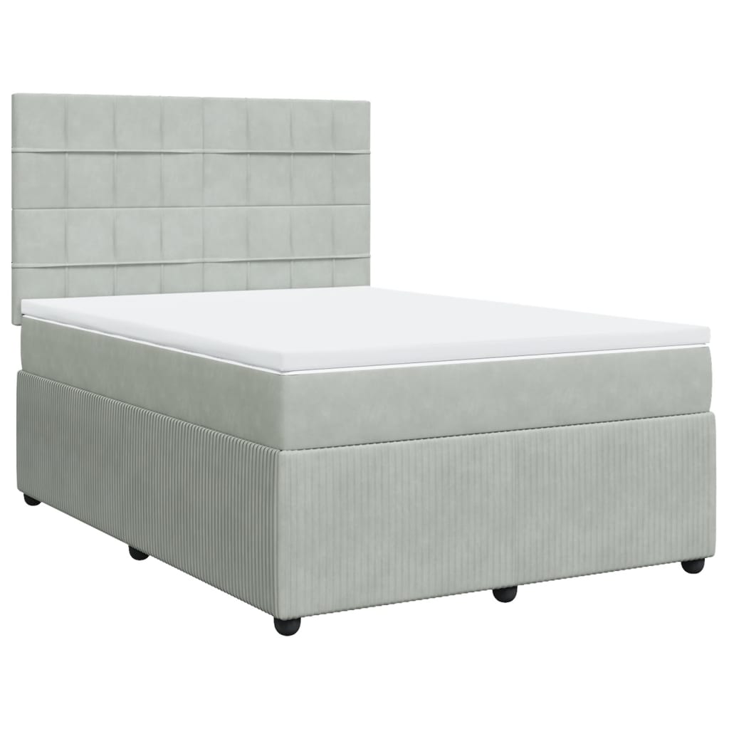 Boxspring met matras fluweel lichtgrijs 140x200 cm is nu te koop bij PeponiXL, paradijselijk wonen!