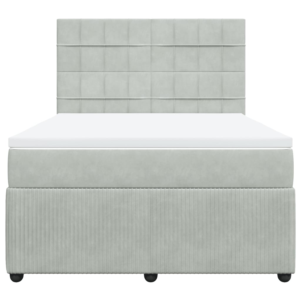 Boxspring met matras fluweel lichtgrijs 140x200 cm is nu te koop bij PeponiXL, paradijselijk wonen!