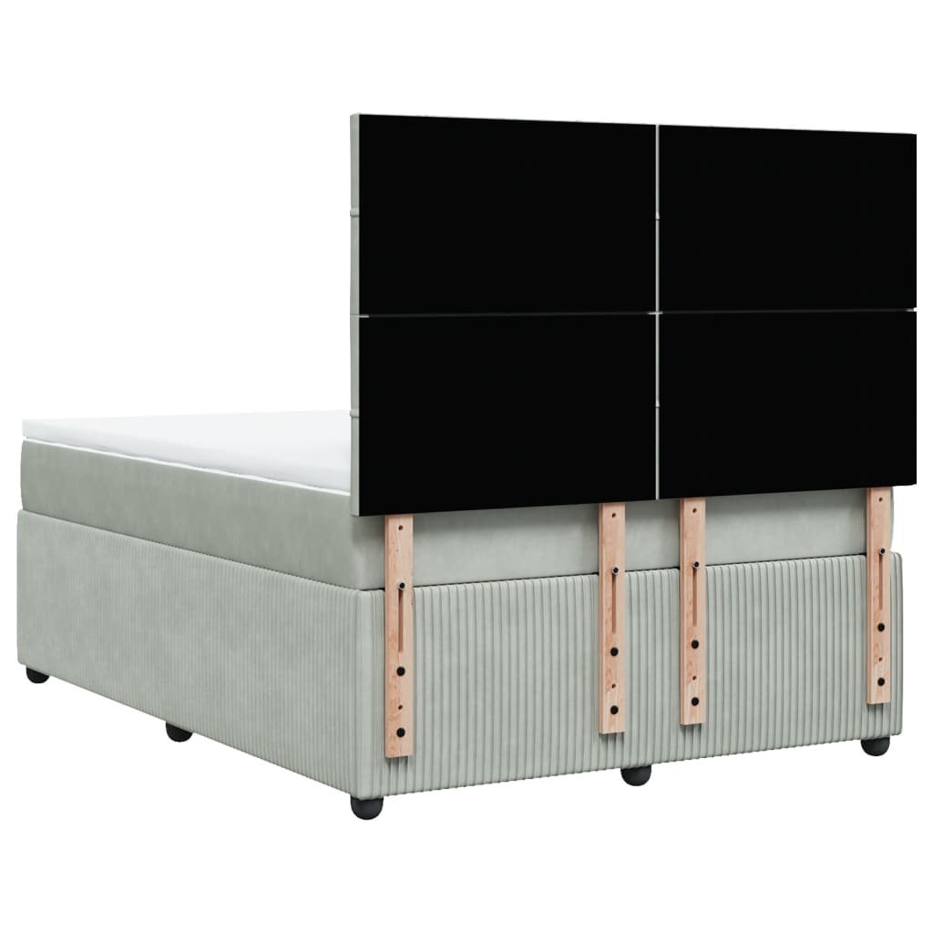 Boxspring met matras fluweel lichtgrijs 140x200 cm is nu te koop bij PeponiXL, paradijselijk wonen!