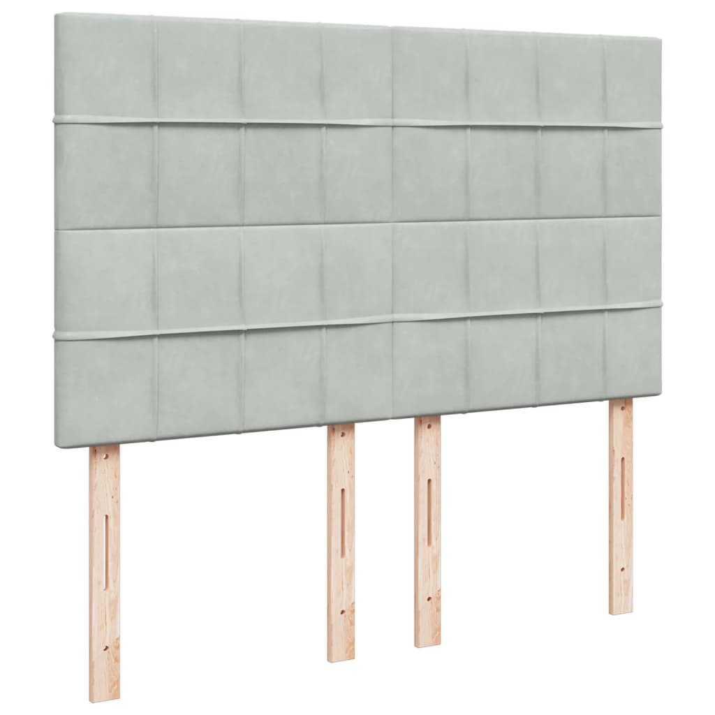 Boxspring met matras fluweel lichtgrijs 140x200 cm is nu te koop bij PeponiXL, paradijselijk wonen!