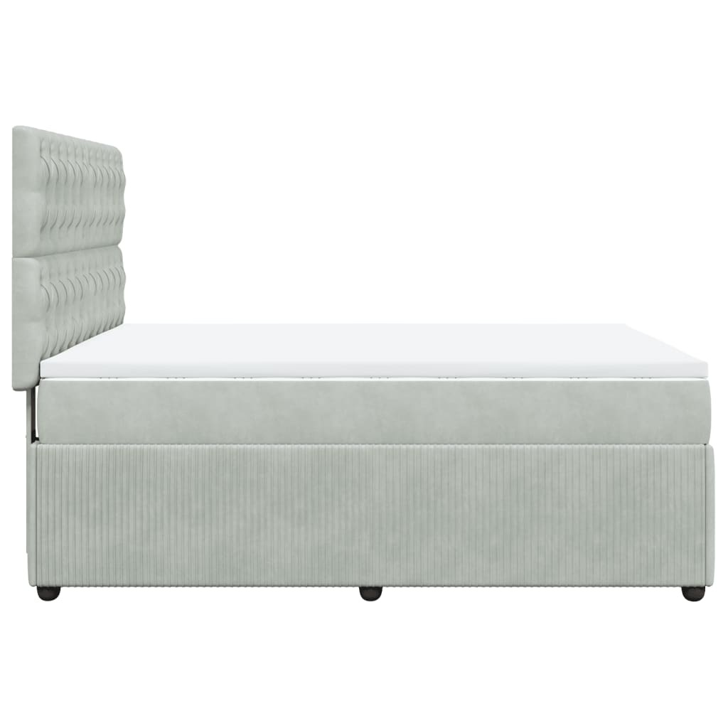 Boxspring met matras fluweel lichtgrijs 140x200 cm is nu te koop bij PeponiXL, paradijselijk wonen!