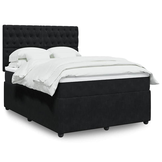 Boxspring met matras fluweel zwart 140x200 cm is nu te koop bij PeponiXL, paradijselijk wonen!