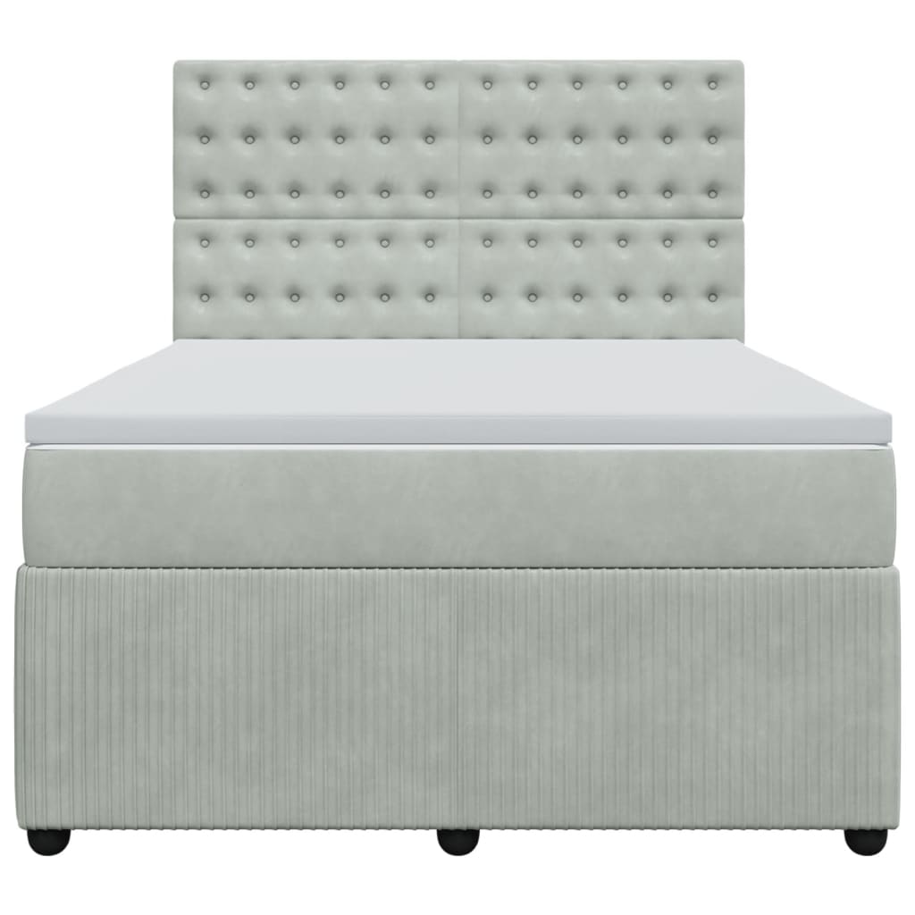 Boxspring met matras fluweel lichtgrijs 140x200 cm is nu te koop bij PeponiXL, paradijselijk wonen!