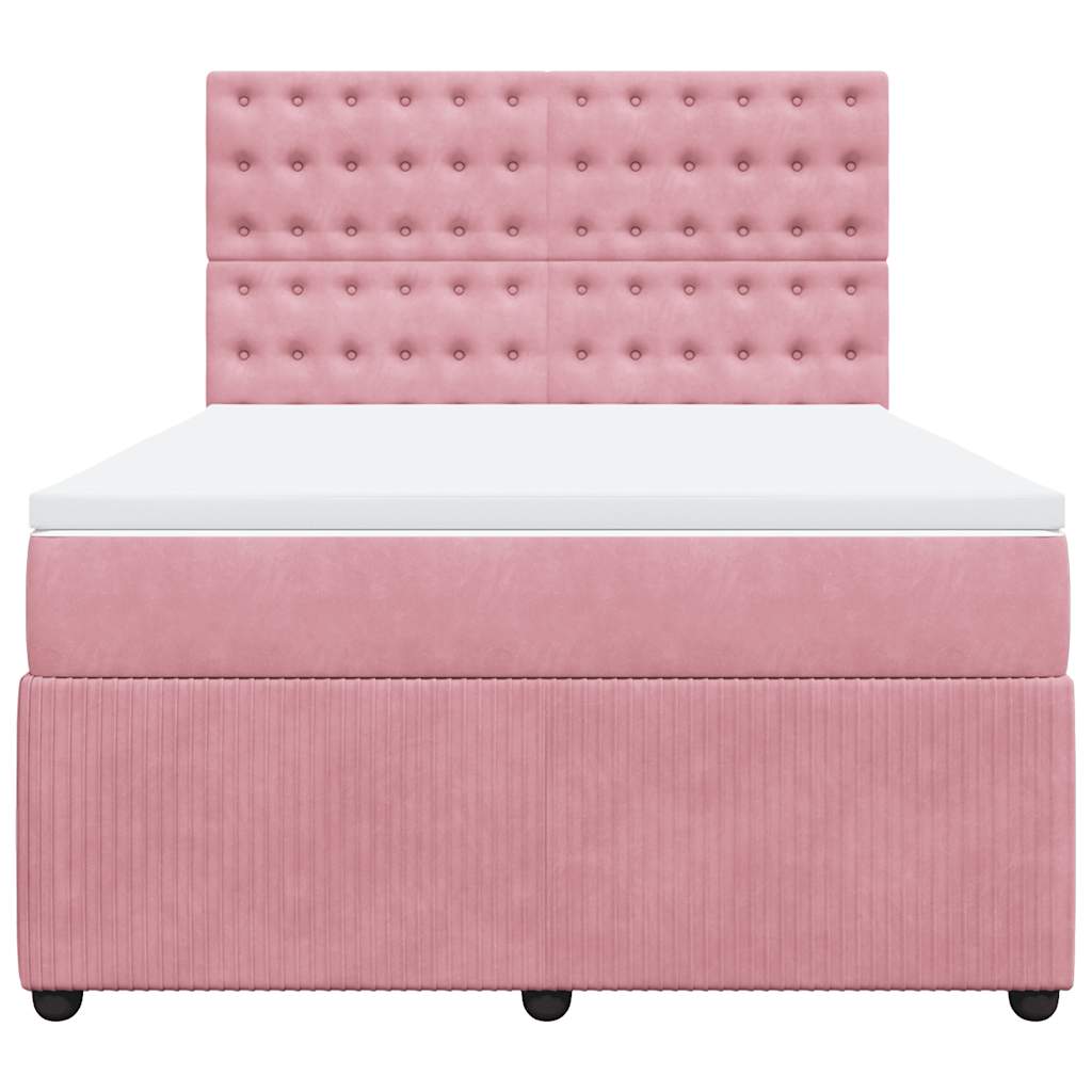 Boxspring met matras fluweel roze 140x200 cm is nu te koop bij PeponiXL, paradijselijk wonen!