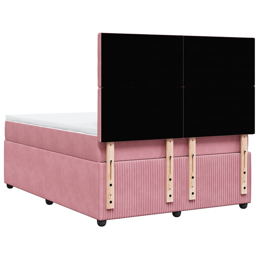 Boxspring met matras fluweel roze 140x200 cm is nu te koop bij PeponiXL, paradijselijk wonen!