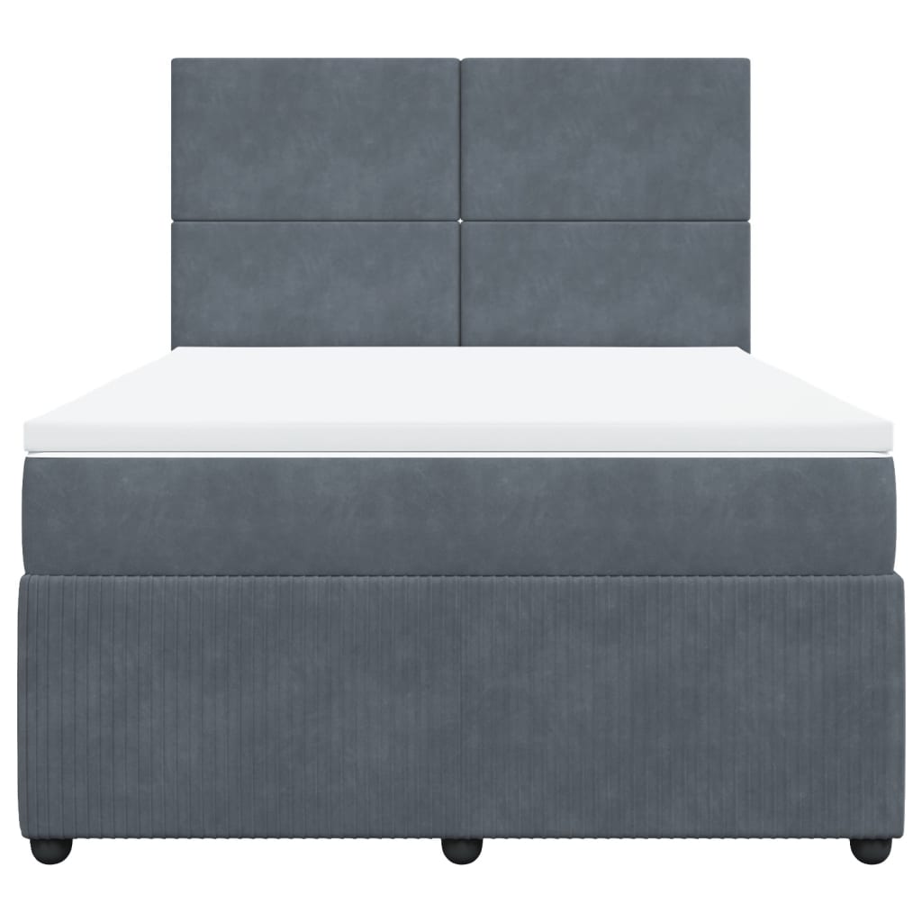 Boxspring met matras fluweel donkergrijs 160x200 cm is nu te koop bij PeponiXL, paradijselijk wonen!